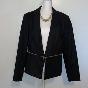 Catherine Malandrino Stunning Black Blazer with Gold Zippers